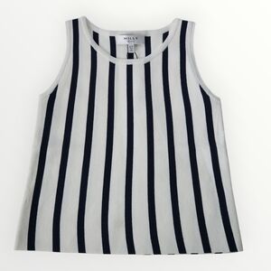 Milly Minis Girls Shell Top 6/7 Navy White Striped Sleeveless Nautical Tank New